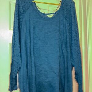 Terra & Sky Blue Dolman Sleeve Sweatshirt Relaxed Fit